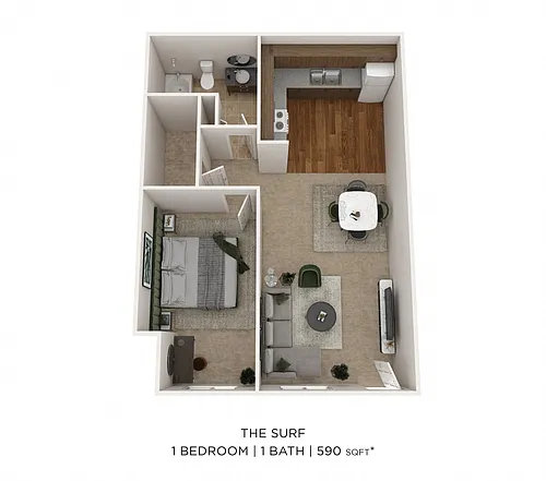 Floor plan One Bedroom - 590 sqft