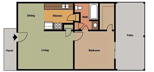 Floor plan 1Bedroom-1Bathroom 632 sq ft