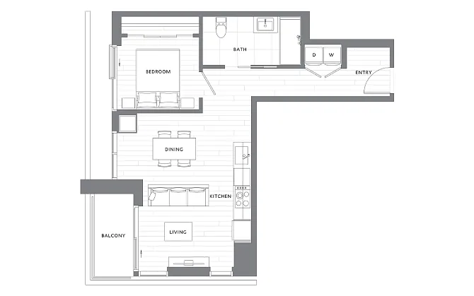 Floor plan 1 Bedroom 1 Bath A14