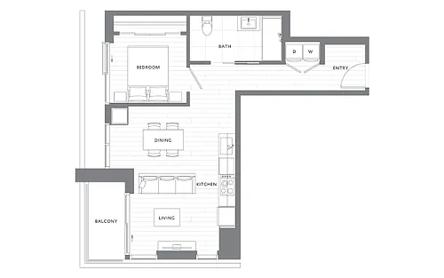 Floor plan 1 Bedroom 1 Bath A14
