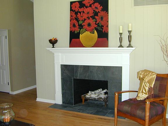 Slate frplc in living room