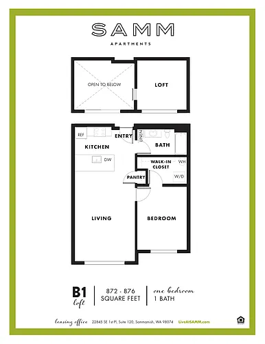 Floor plan 1 Bedroom with Storage