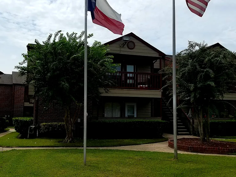 Flags poles in Culdesac