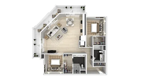 Floor plan B5, B6: 2 Bedroom 2 Bath