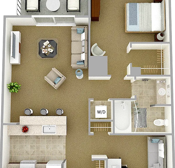 The Majestic | 1 Bedroom with Den | 1 Bathroom