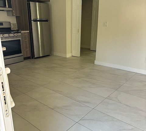 kitchen and living area