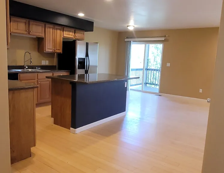 Kitchen Island to dining and balcony