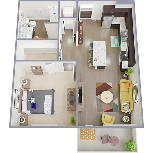 Floor plan 1x1 - 686 sqft - A3