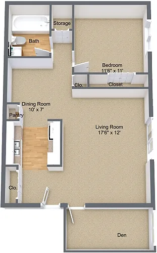 Floor plan One Bedroom Den