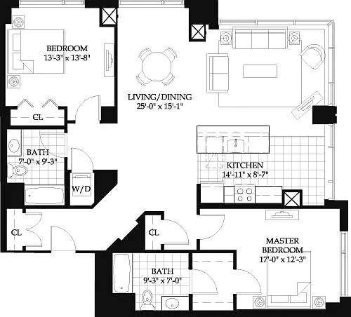 Floor plan Asteria Two Bedroom (3)