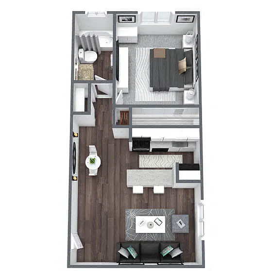 Floor plan A4: 1 Bed 1 Bath