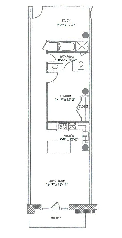 Floor plan 1 Bedroom, 1 Bathroom