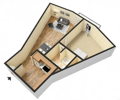 Floor plan 1 Bedroom 1 Bathroom