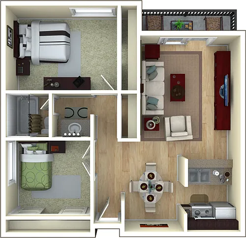 Floor plan 2 Bed 1 Bath