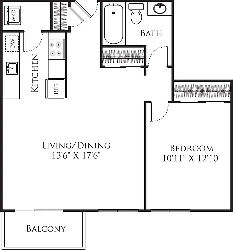 Floor plan 1 Bedroom D