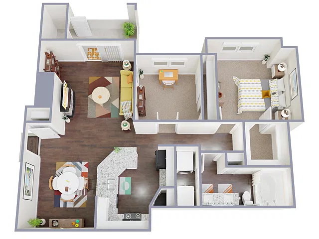 Floor plan 1 Bed, 1 Bath F (80% Income Restricted)