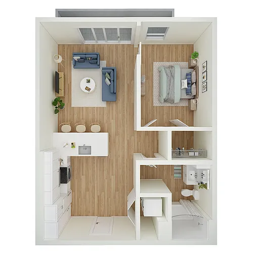 Floor plan 1 Bed 1 Bath - MFTE - a70.1