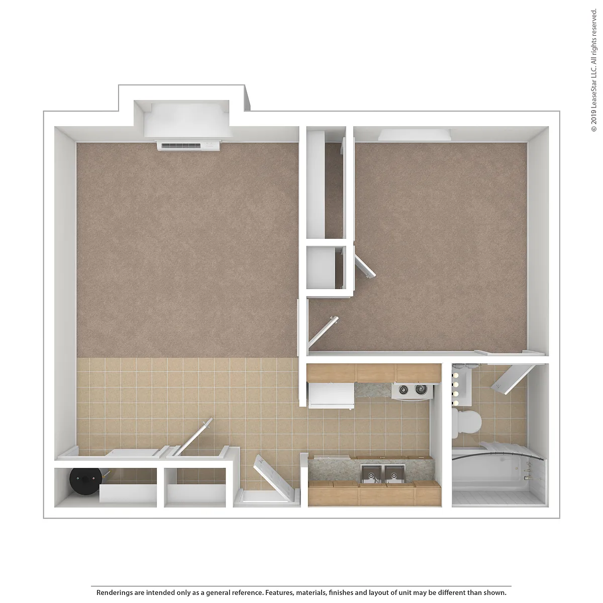 Floor plan 1S - 1 Bdrm Garden