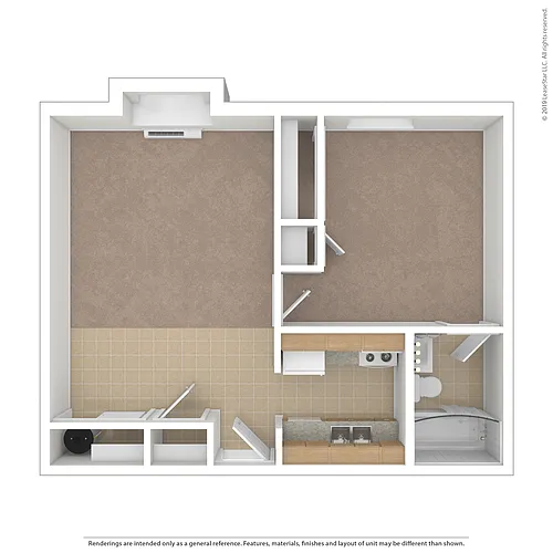 Floor plan 1S - 1 Bdrm Garden