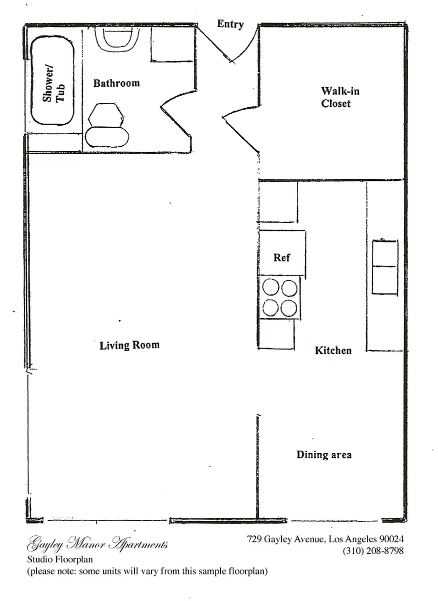 Floor plan Studio Apartment 501 sq ft