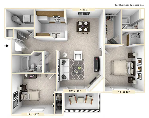 Floor plan The Golden 2 BR 2 BA