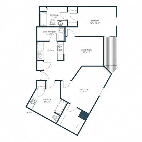 Floor plan Two Bedroom 22B