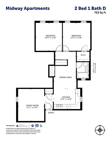 Floor plan 2 Bed 1 Bath D