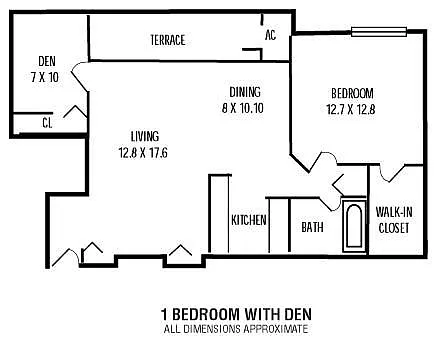 Floor plan 1Bedroom Den 1Bathroom