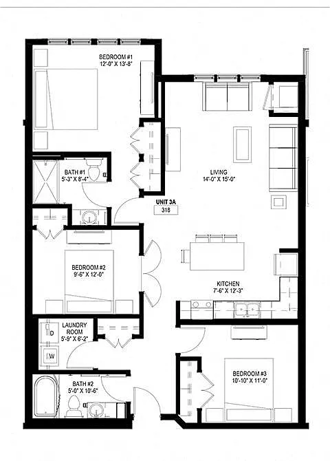 Floor plan Three Bedroom A