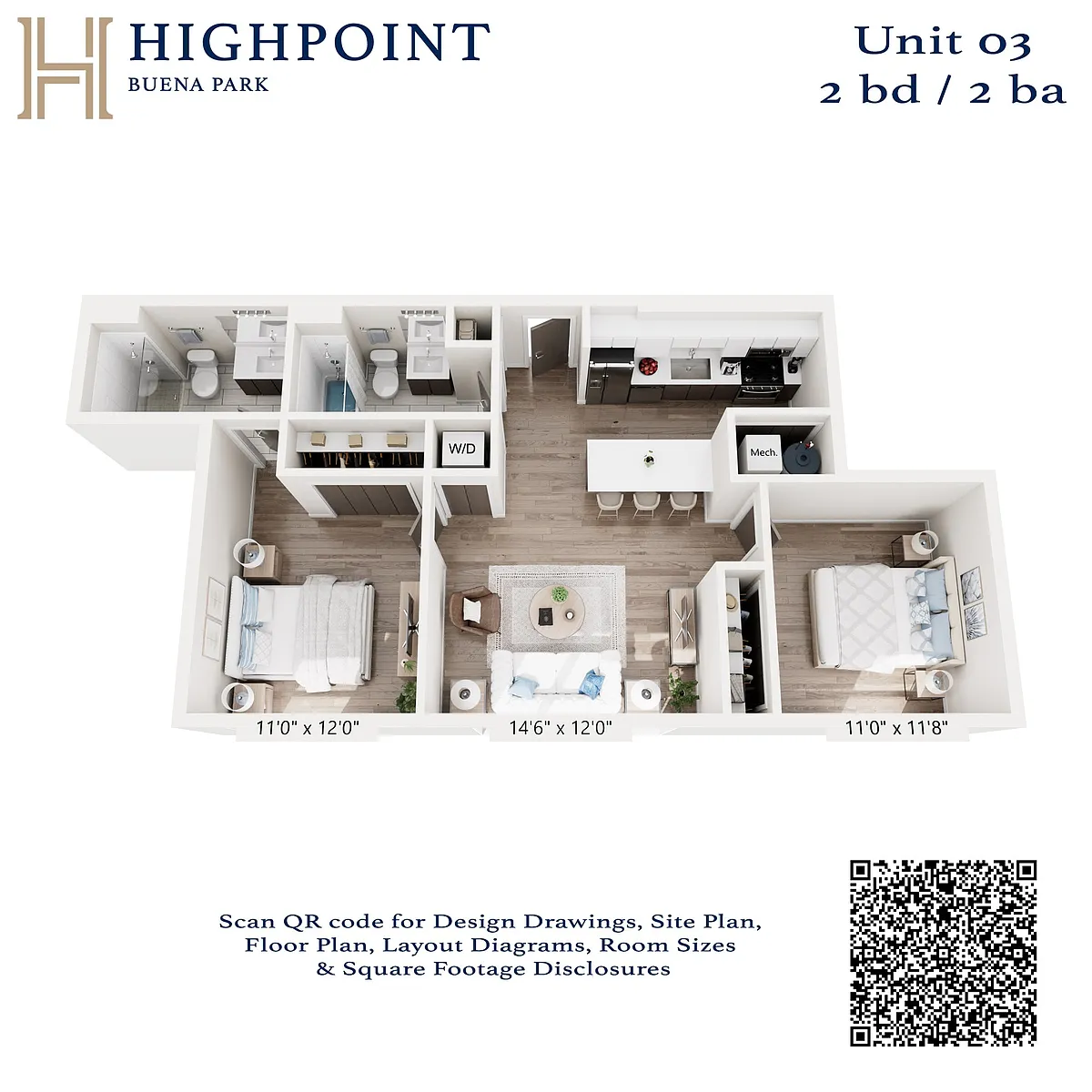 Floor plan 2 Bed 2 Bath
