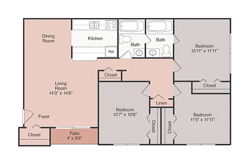 Floor plan Three Bedroom