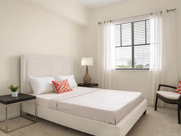 Modern bedroom with ample natural light