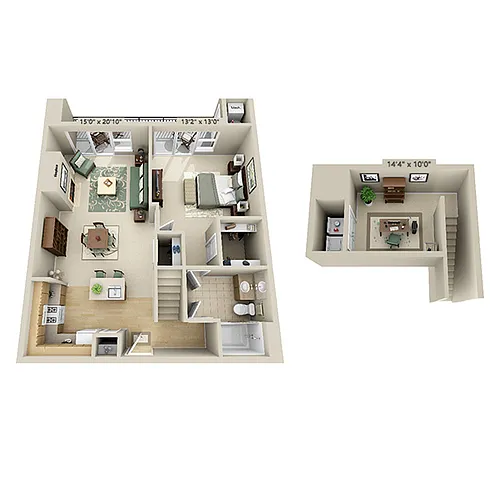 Floor plan One Bedroom Loft A1DL