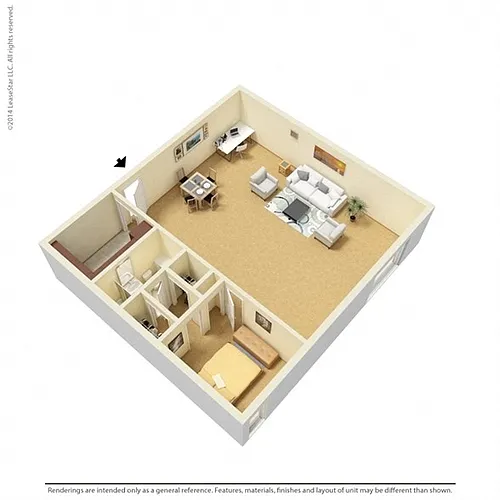 Floor plan 1 Bed 1 Bath Junior w balcony
