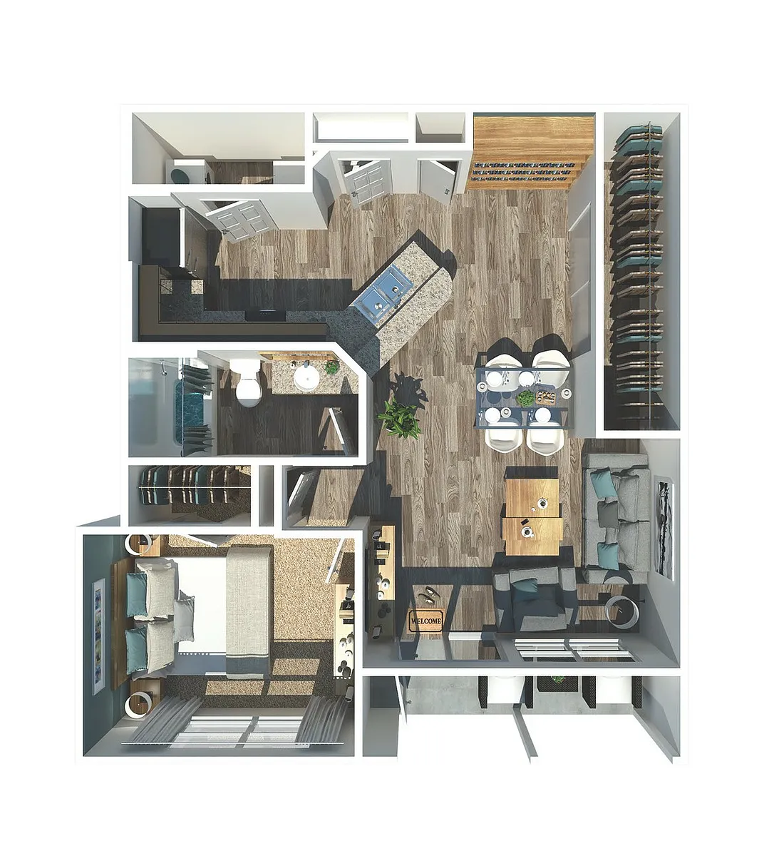 Floor plan A2G - One Bedroom, One Bathroom