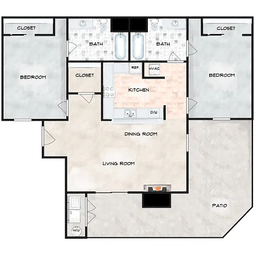 Floor plan 2 Bedroom 2 Bathroom