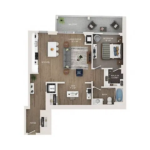 Floor plan A17 - One Bedroom + Den