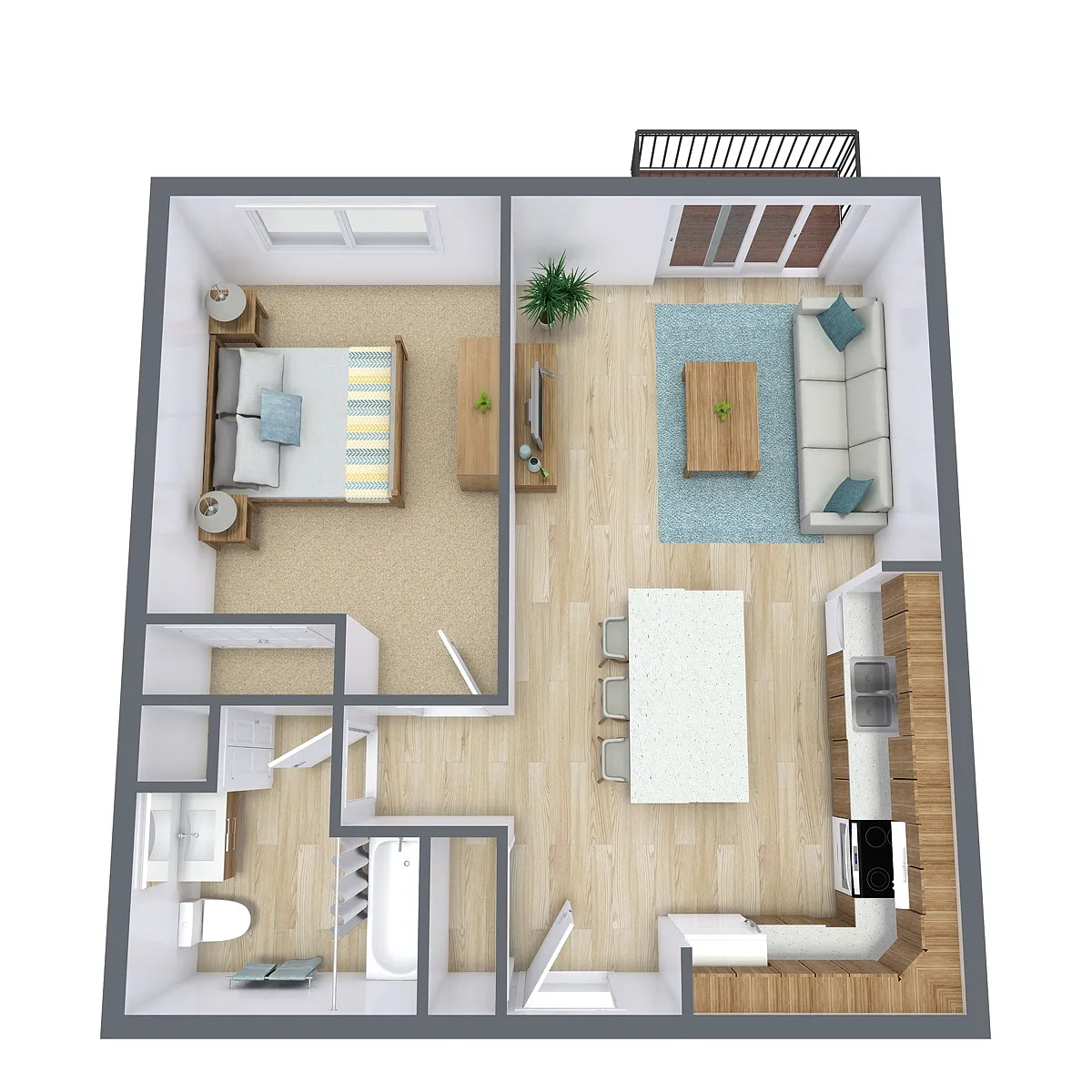 Floor plan One Bedroom - 11J