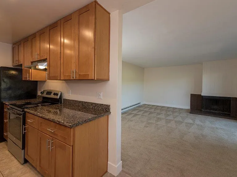 Parkside Apartments kitchen cabinets and stove