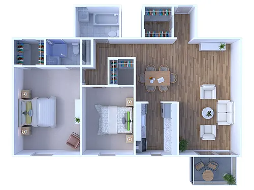 Floor plan 2BR - 2BTH South