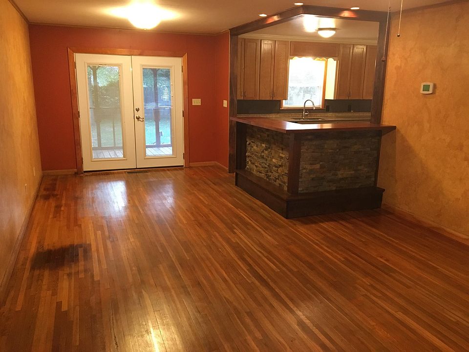 Main living area looking into the kitchen counter
