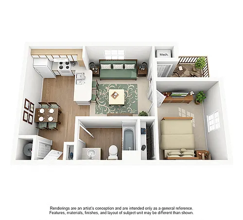 Floor plan 1x1 Renovated