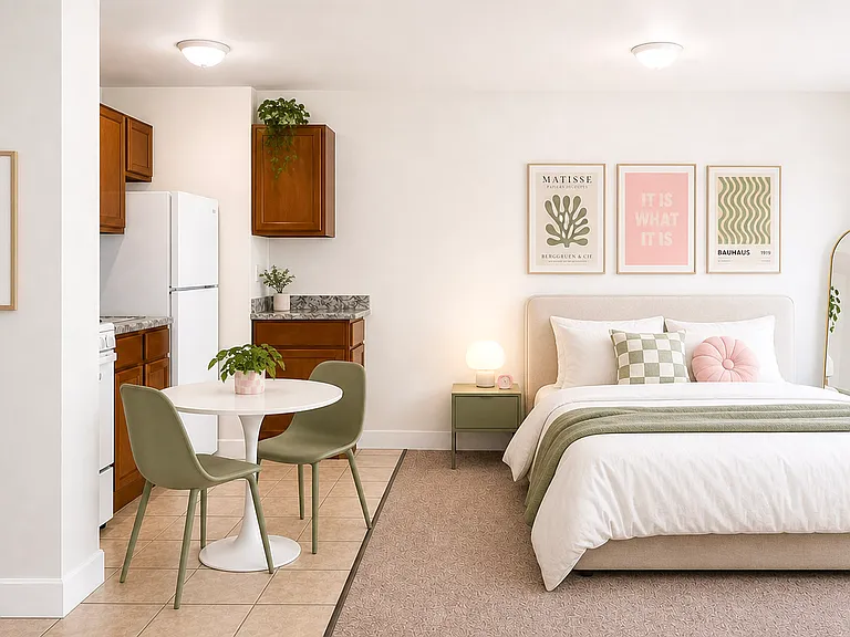 Carpeted Studio - Staged