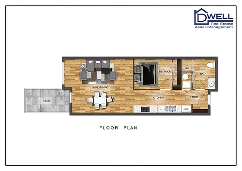 Floor plan 1 Bed Deck No Zoom Room