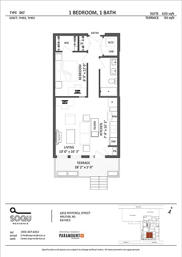 Floor plan 1 Bedroom Townhouse | Type 06T