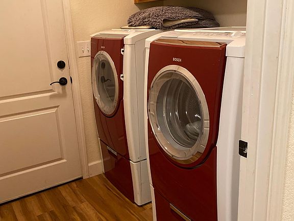 Laundry room.. Bosch was her and dryer super capacity