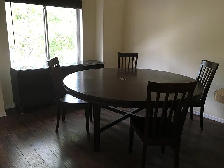 Dining room table and seating