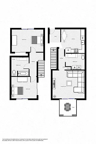 Floor plan 2 Bedroom 1.5 Bathroom
