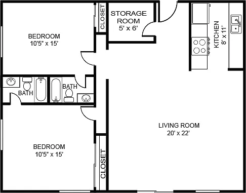 Floor plan 22A East Renovated