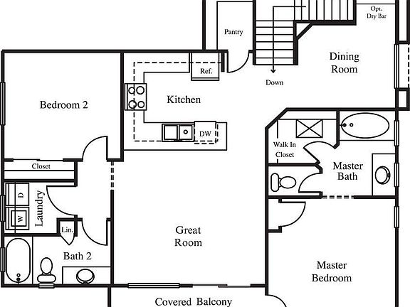 Layout of 2nd floor.
1st floor has garage, storage room, main entry, and coat closet.